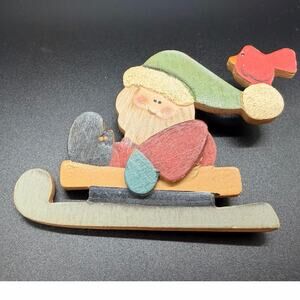 CRAZY MOUNTAIN Santa Sled Wooden Pin